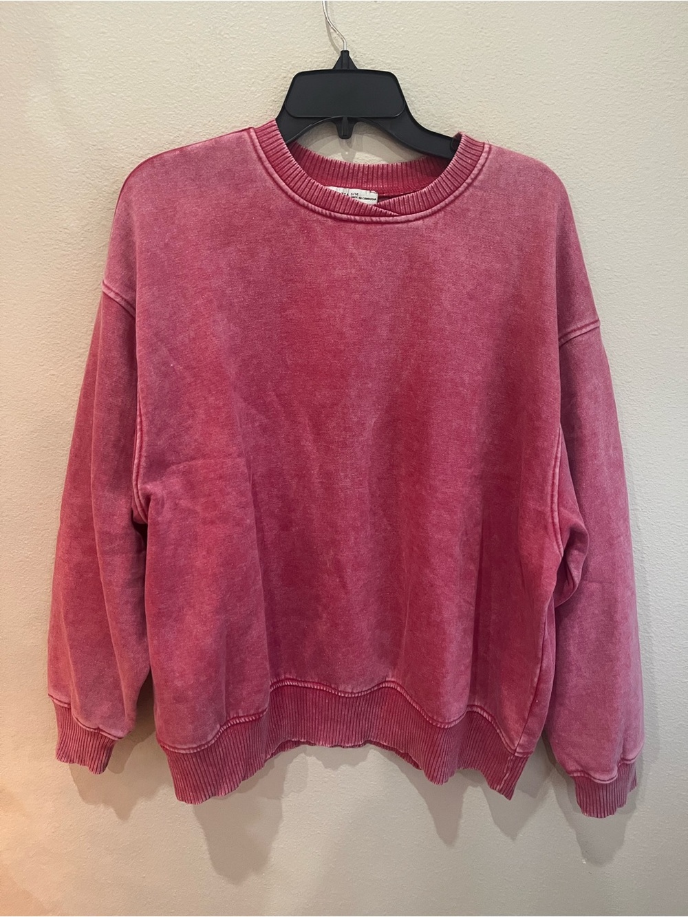 Zenana Outfitters Washed Rose Crewneck Sweatshirt